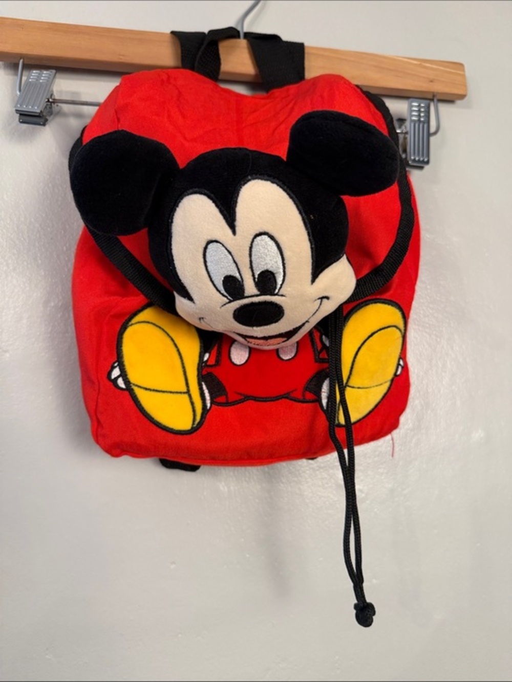 Kids Mickey Mouse Nylon Backpack with Plush Toy Flap Adjustable straps Disney